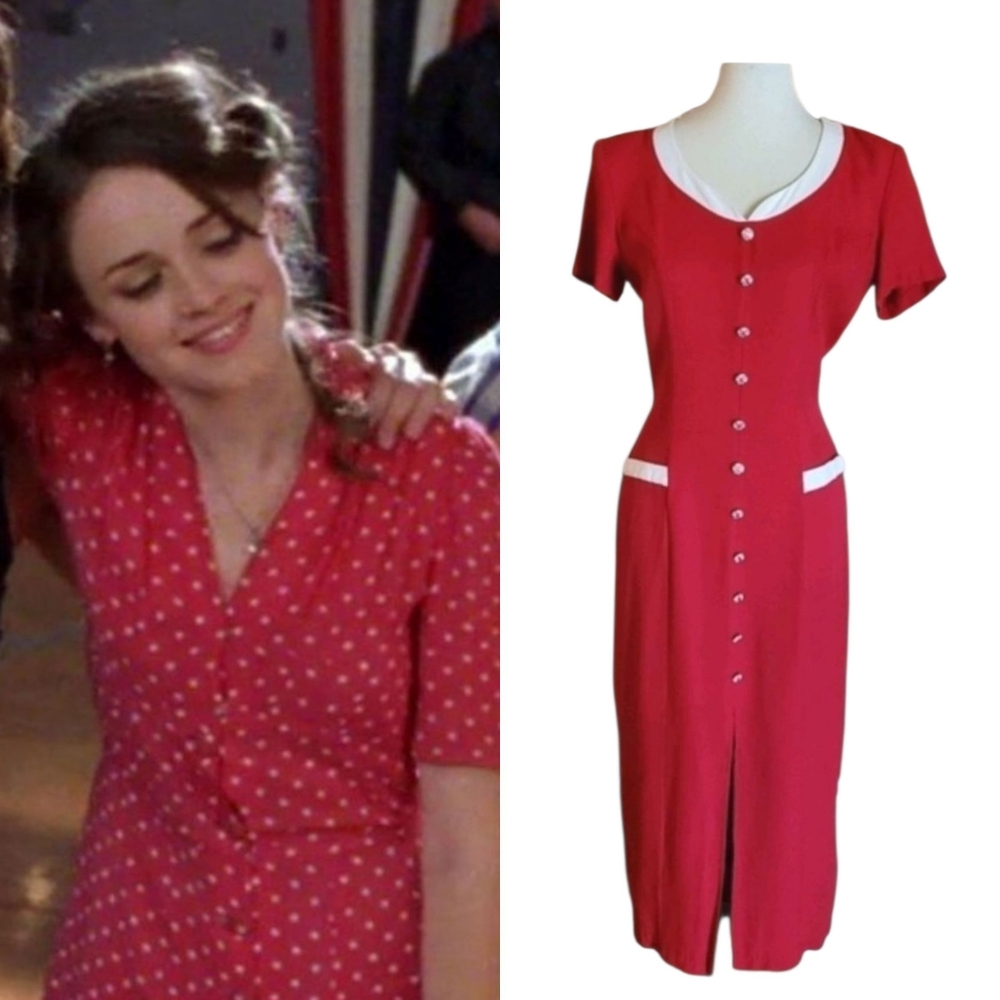 Rory Gilmore Alternative 80's Red And  White Column Dress Gilmore Girls‎